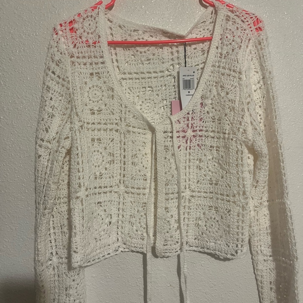 Avec Les Filles new with tags cream cardigan size M, never worn